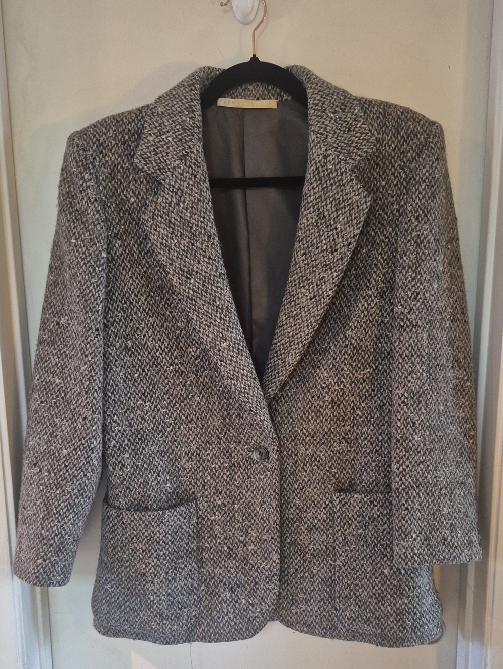 Vintage Perry Ellis 1980s Lambswool Tweed Blazer - Size 6 Dark Academia